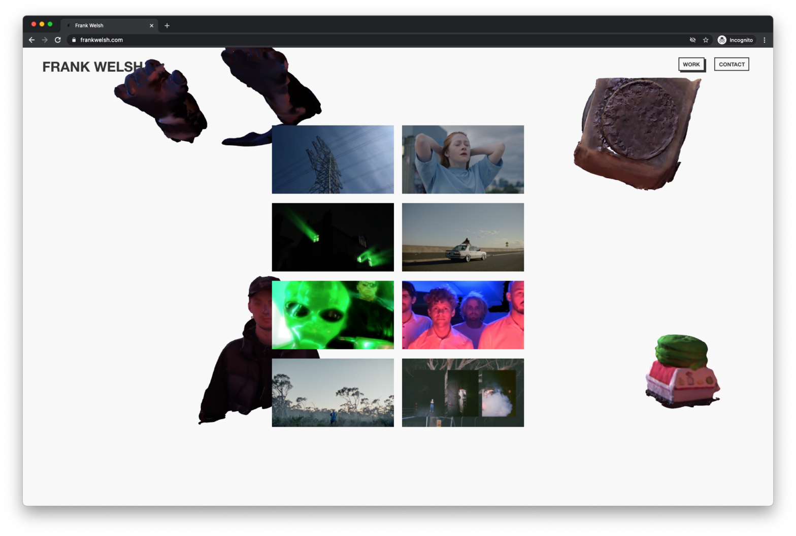 Frank Welsh website in grid mode